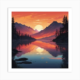 Sunset In The Mountains 4 Art Print