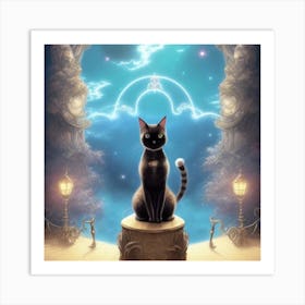 Cat In The Moonlight Art Print