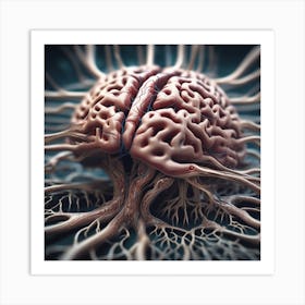 Human Brain With Roots Art Print