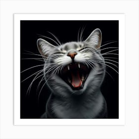 Cat Yawning Art Print