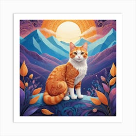 Cat In The Mountains Art Print