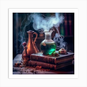 Book Of Spells And Potion Art Print