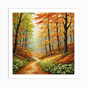 Forest In Autumn In Minimalist Style Square Composition 267 Art Print