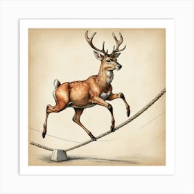 Deer Jumping Rope 3 Art Print