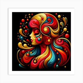 Colorful Psychedelic Woman Art Print