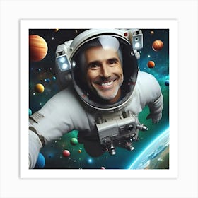 A Man Flying In Space2 Art Print