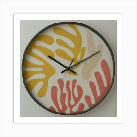 Coral Wall Clock Art Print