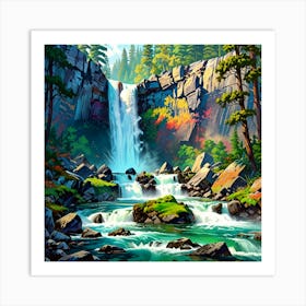 Waterfall In The Forest 5 Art Print