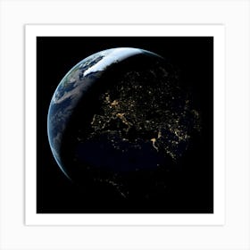 Earth At Night Art Print