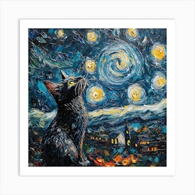 Starry Night Cat 5 Poster