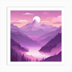 Misty mountains background in purple tone 35 Art Print