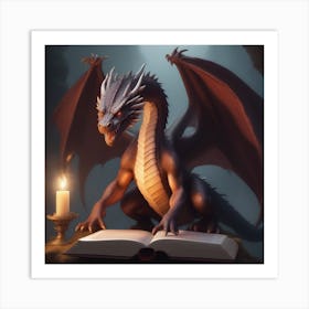 Dragon Reading Book Art Print