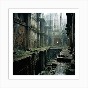 Aware Of The Extra Effort Required Explorers Delicately Thread Their Way Through A Labyrinth Of Dec Art Print