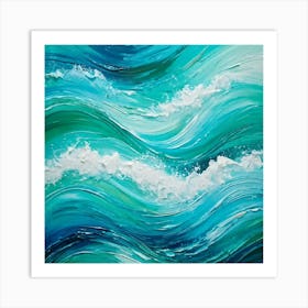 Abstract Turquoise Waves Embracing A Fresh Nautical Texture Gently Lapping Across The Canvas Blend 2 1 Art Print