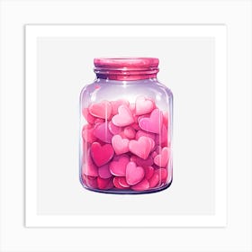 Pink Hearts In A Jar 16 Art Print