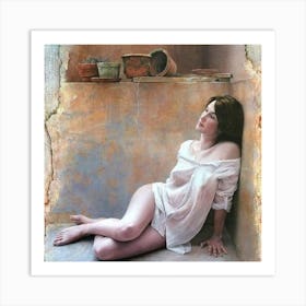 Woman Laying On The Floor Art Print