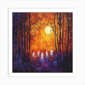 Ghosts In The Woods Halloween 2 Art Print