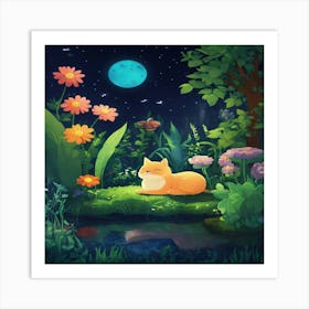 Cat In The Garden 2 Art Print