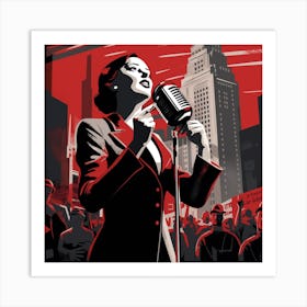 Woman Holding A Microphone Art Print