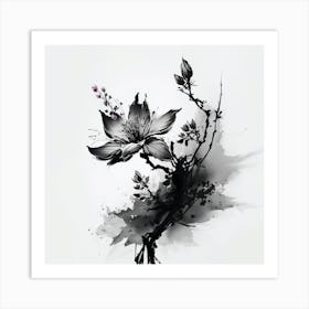 Flower In Black And White Art Print