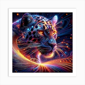 Stellar Prowess: The Nebula Leopard Art Print