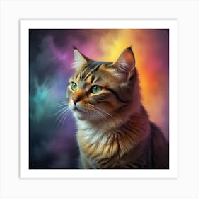 Portrait Of A Cute Cat Bright Colors Art Print