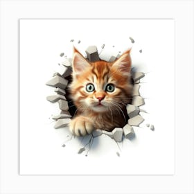 Cat Through A Hole 1 Art Print