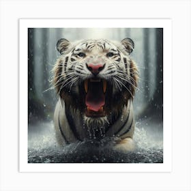 White Tiger In The Rain 4 Art Print