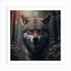 Wolf In The Woods 4 Art Print