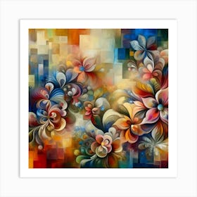 Flowers oil painting abstract painting art 2 Art Print