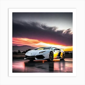 Sunset Lamborghini 8 Art Print