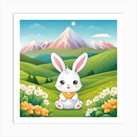 Bunny Sitting In A Field Iillustration Art Print