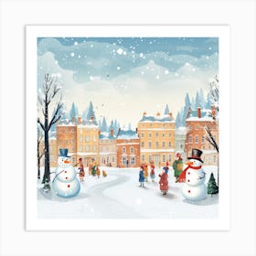 Snowmen In The Snow Art Print