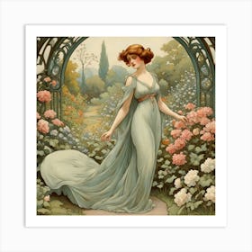 Lady In A Garden 3 Art Print