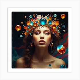 Beautiful Woman With Jewels Art Print