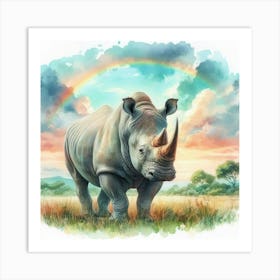 Rhinoceros painting in water color Art Print