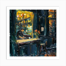 Coffee Shop At Night Art Print