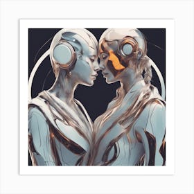 Robot Lovers Art Print