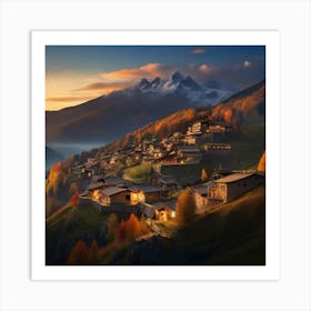 Village At Sunset 2 Art Print