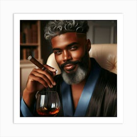 Portrait Of A Man With A Cigar-16 Art Print