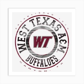 West Texas A&M Buffaloes Showtime White Art Print