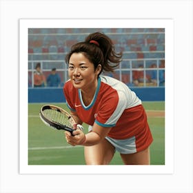 Asian Tennis Player Art Print