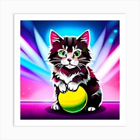 Cat With A Ball Art Print