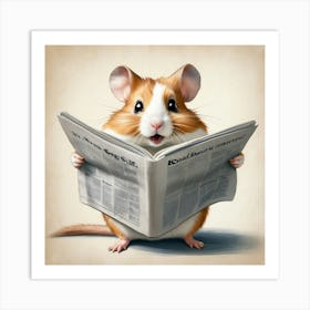 Hamster Reading Newspaper Art Print