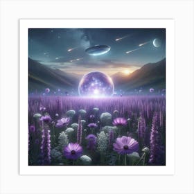 Aliens And Flowers Art Print