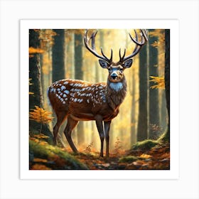 Deer In The Forest 162 Art Print