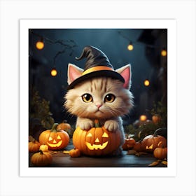 Halloween Kitten Art Print