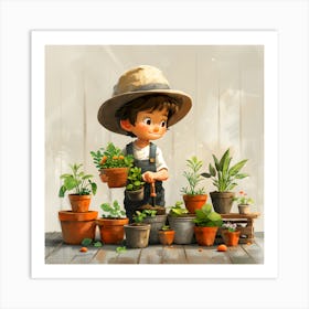 Little Boy In The Garden Art Print