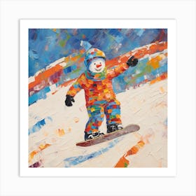 Snowman Snowboarder Art Print