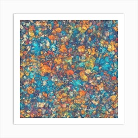 Blues And Oranges Art Print